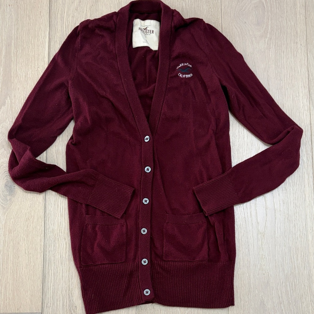2 for $20 Hollister Women's Burgundy Cardigan